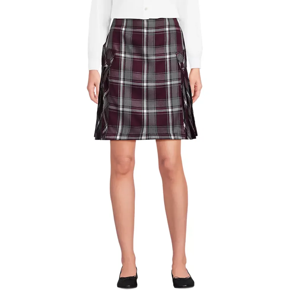Women's Above the Knee Plaid Side Pleat Skort