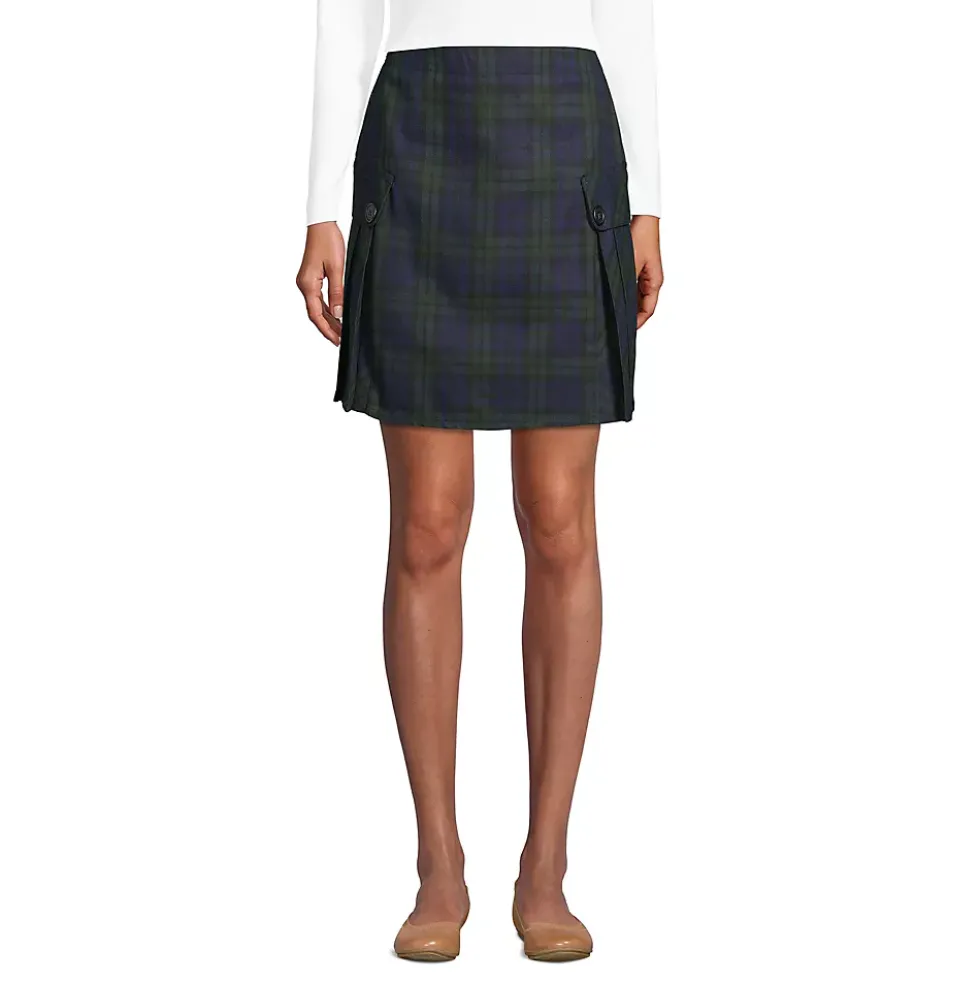 Women's Above the Knee Plaid Side Pleat Skort