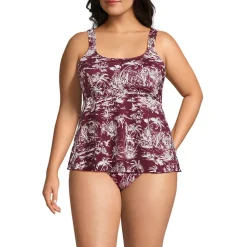 Women's Adjustable Scoop Neck Flutter Tankini Top