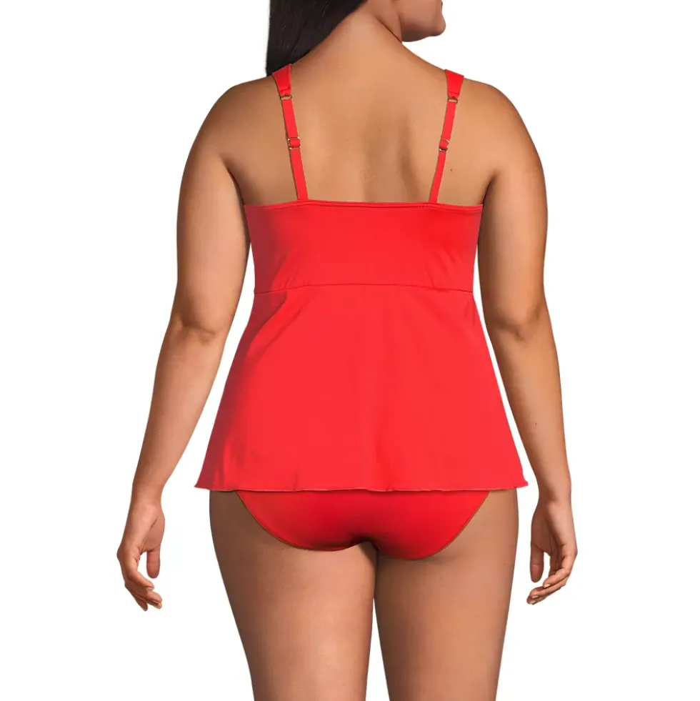 Women's Adjustable Scoop Neck Flutter Tankini Top