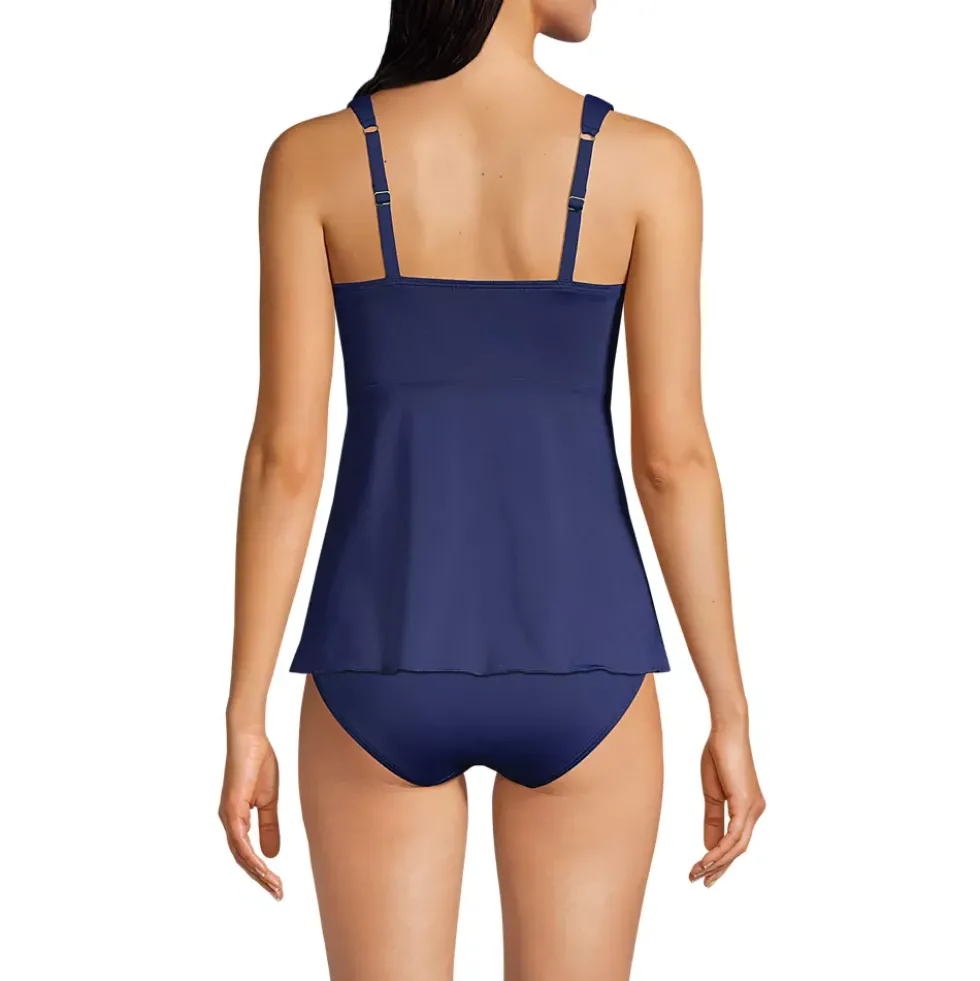 Women's Adjustable Scoop Neck Flutter Tankini Top