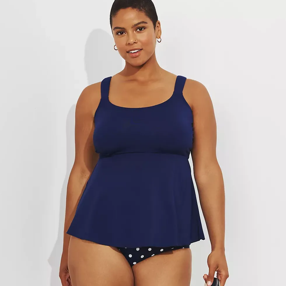 Women's Adjustable Scoop Neck Flutter Tankini Top