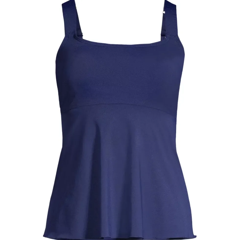 Women's Adjustable Scoop Neck Flutter Tankini Top
