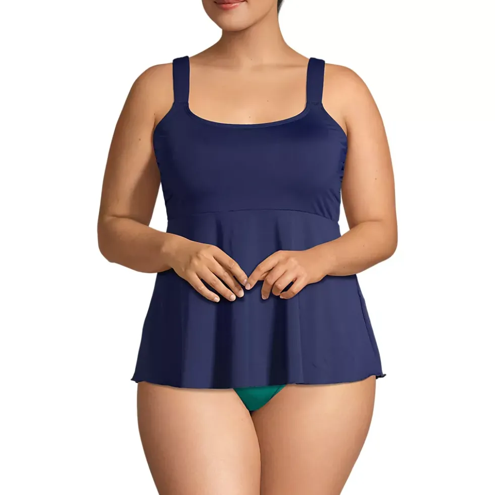 Women's Adjustable Scoop Neck Flutter Tankini Top
