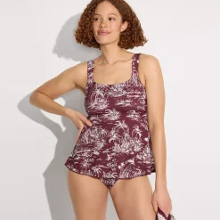 Women's Adjustable Scoop Neck Flutter Tankini Top