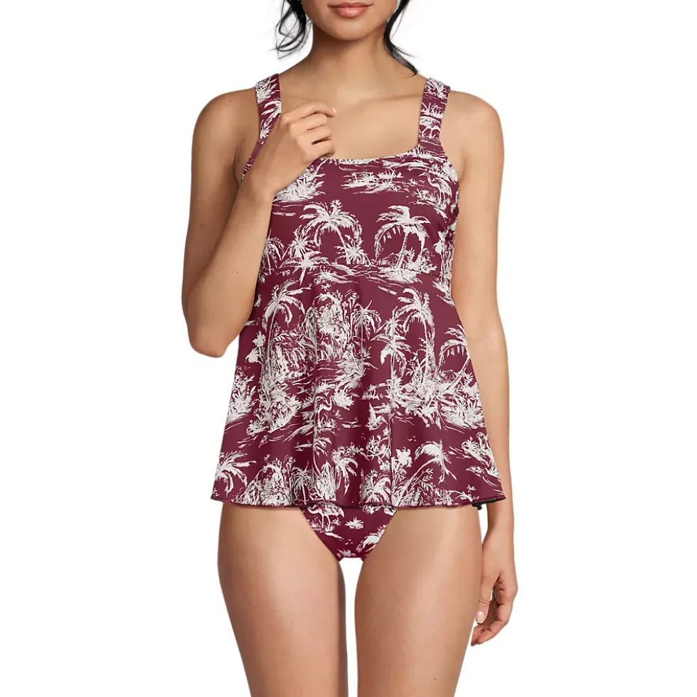 Women's Adjustable Scoop Neck Flutter Tankini Top