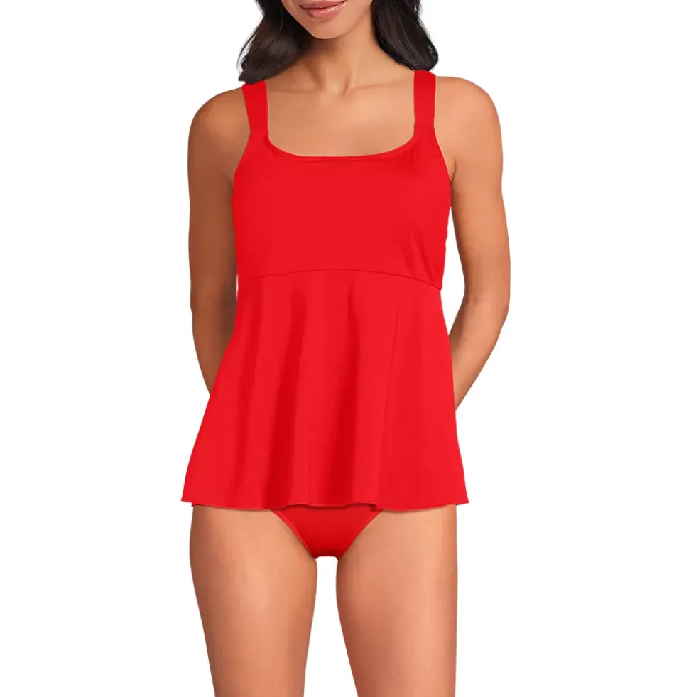 Women's Adjustable Scoop Neck Flutter Tankini Top