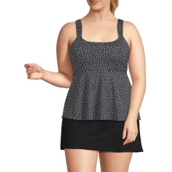 Women's Adjustable Scoop Neck Flutter Tankini Top