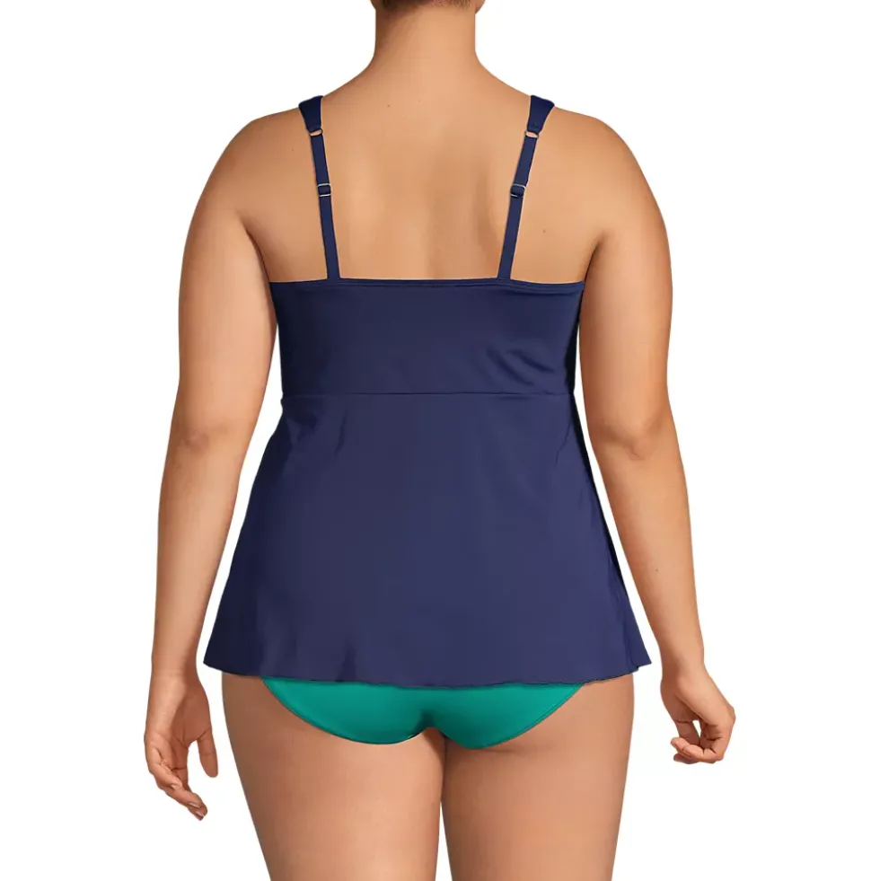 Women's Adjustable Scoop Neck Flutter Tankini Top