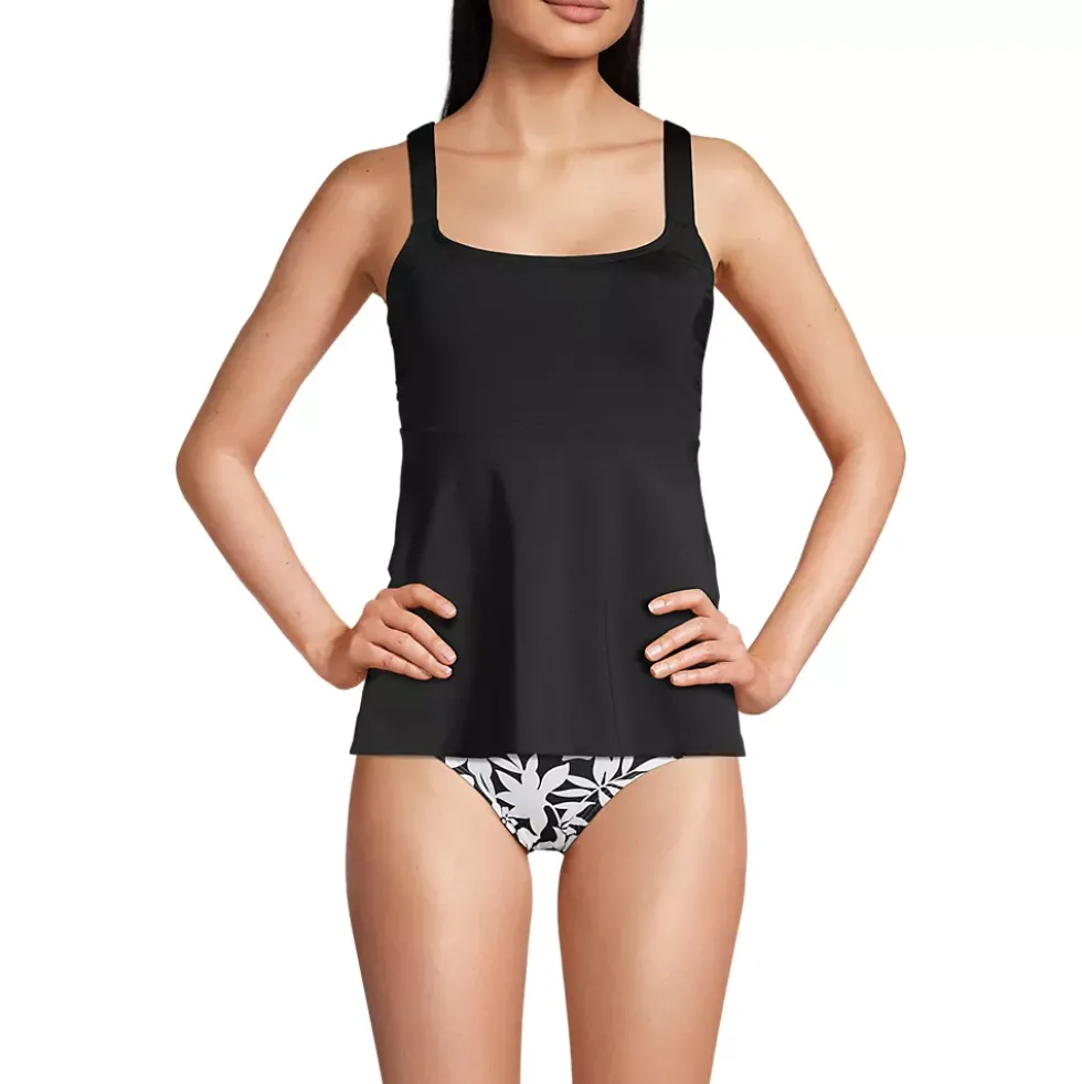 Women's Adjustable Scoop Neck Flutter Tankini Top