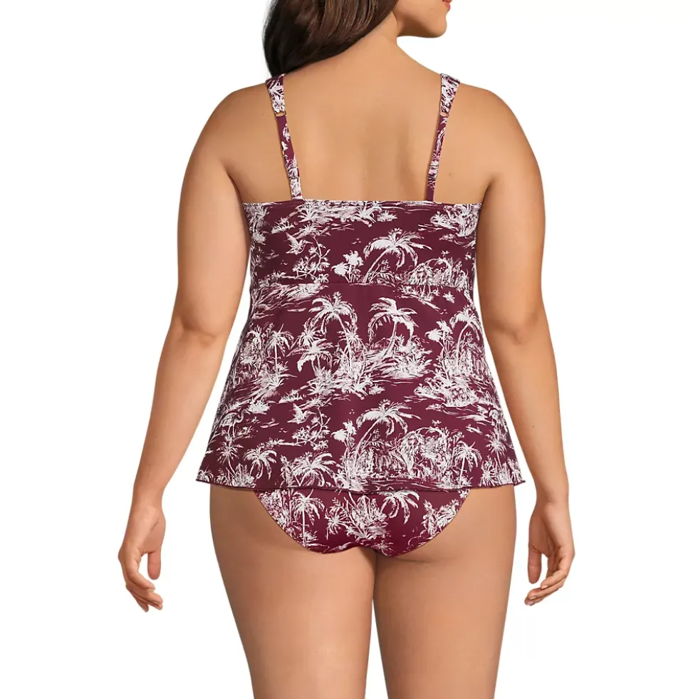Women's Adjustable Scoop Neck Flutter Tankini Top