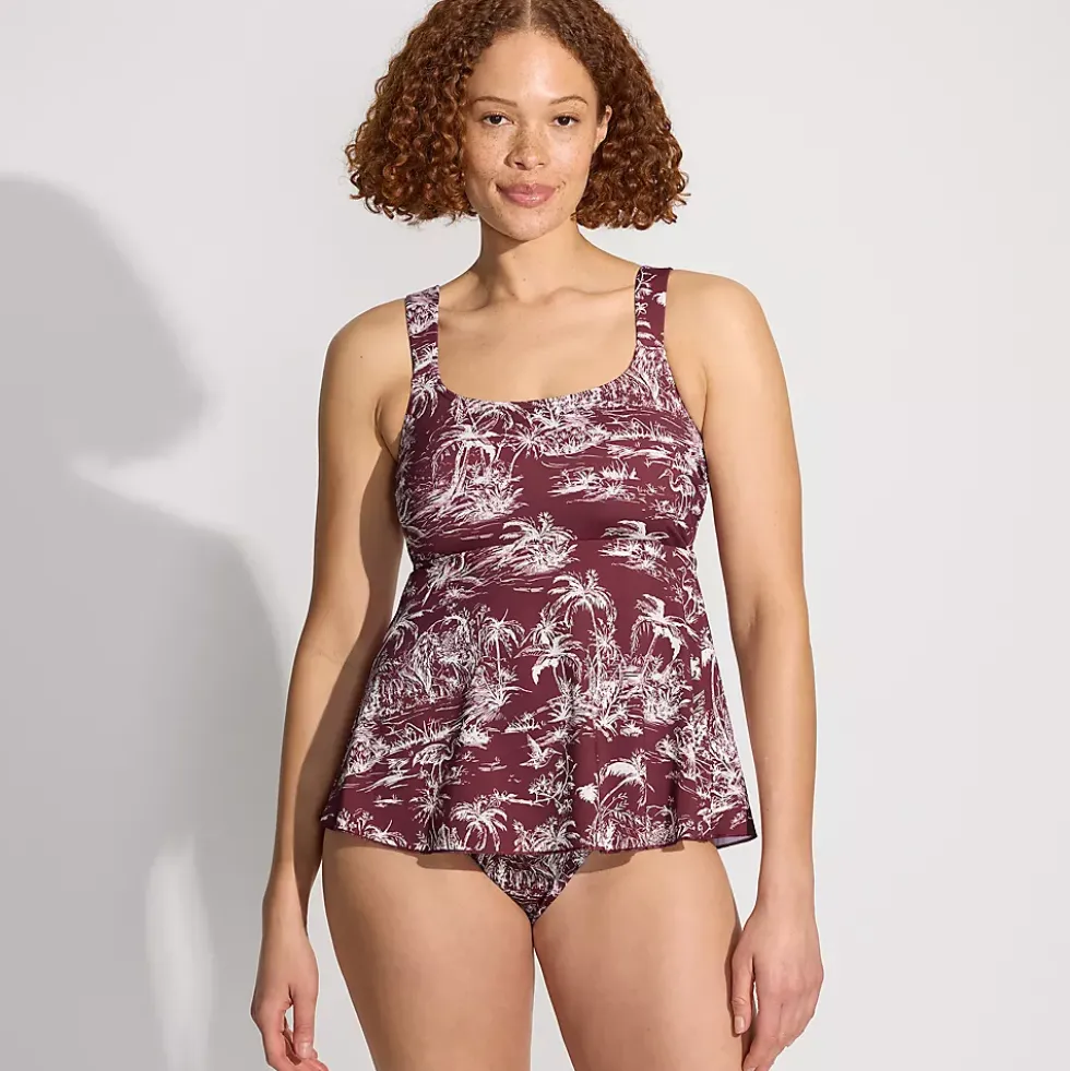 Women's Adjustable Scoop Neck Flutter Tankini Top