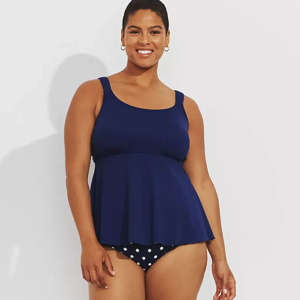 Women's Adjustable Scoop Neck Flutter Tankini Top