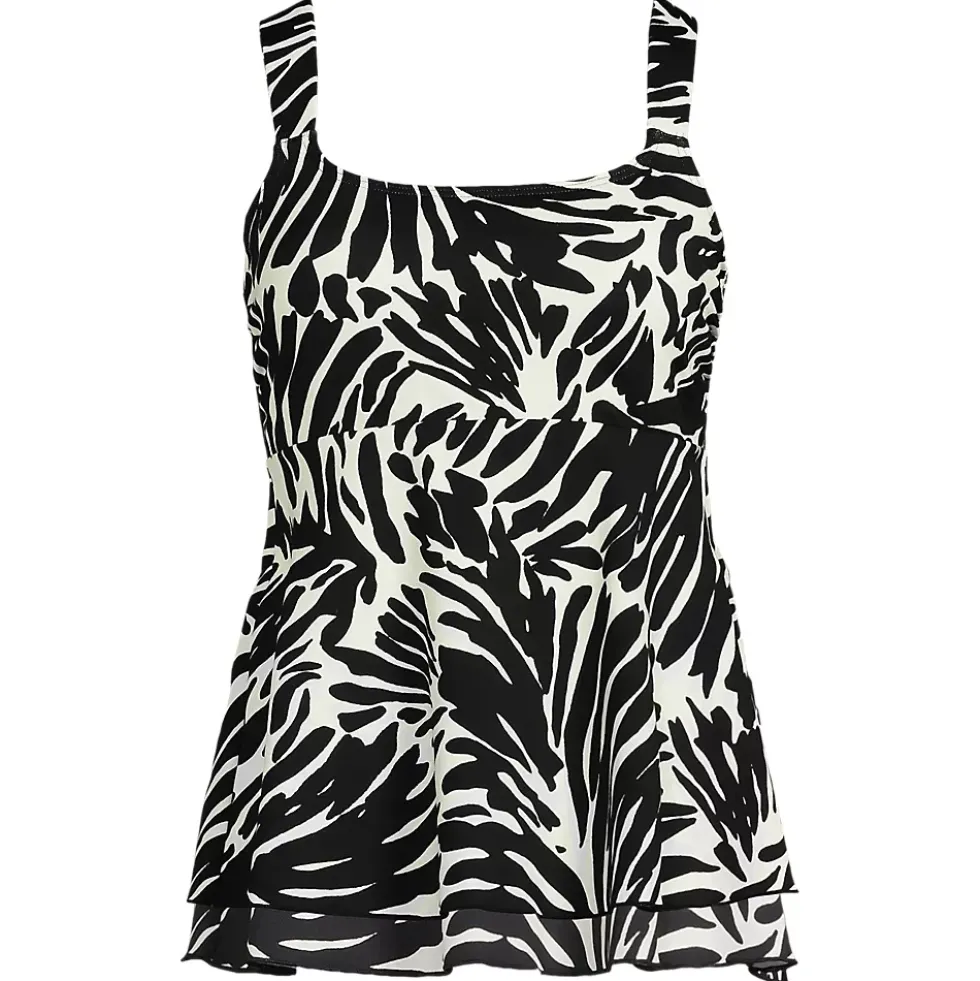 Women's Adjustable Scoop Neck Flutter Tankini Top