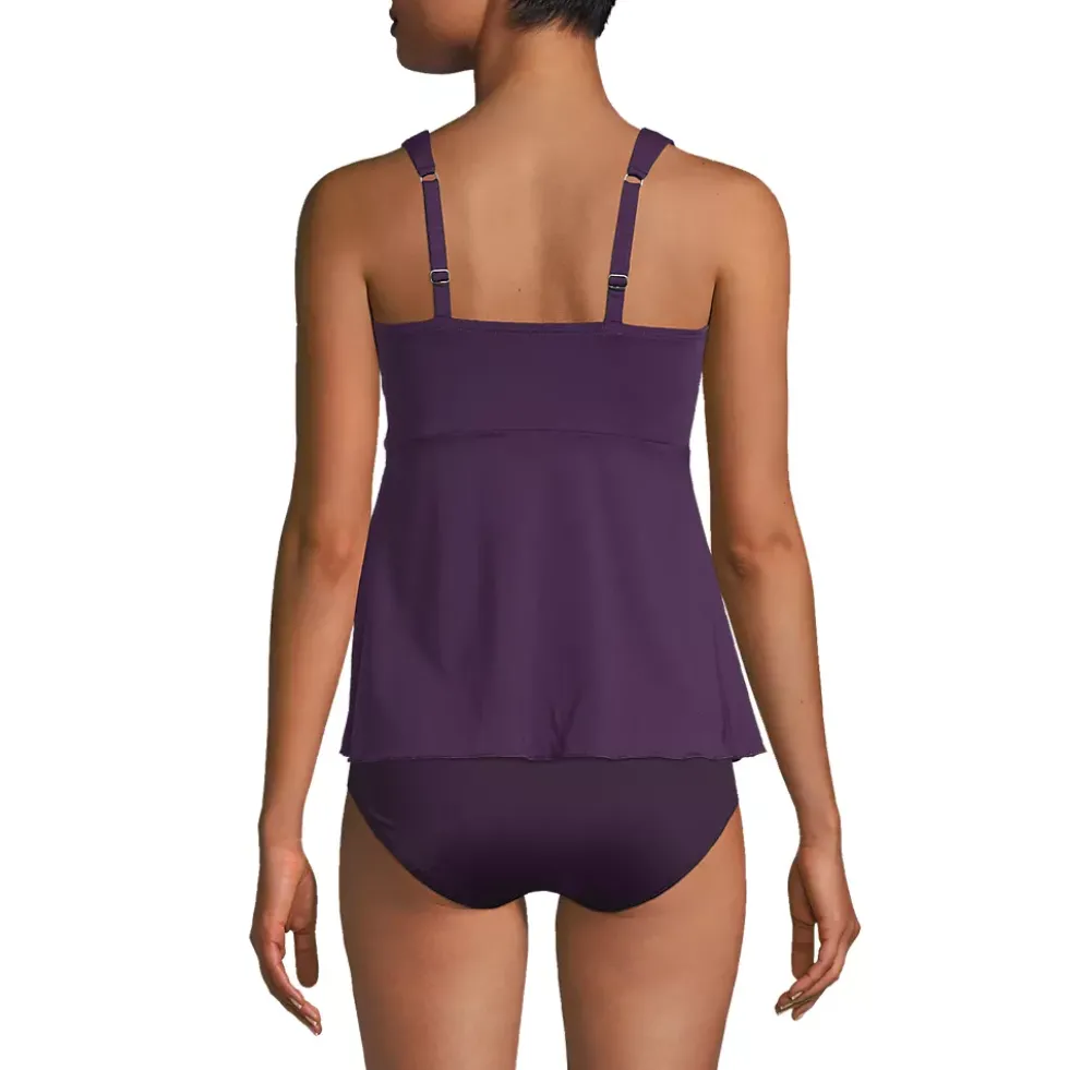 Women's Adjustable Scoop Neck Flutter Tankini Top