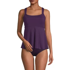 Women's Adjustable Scoop Neck Flutter Tankini Top