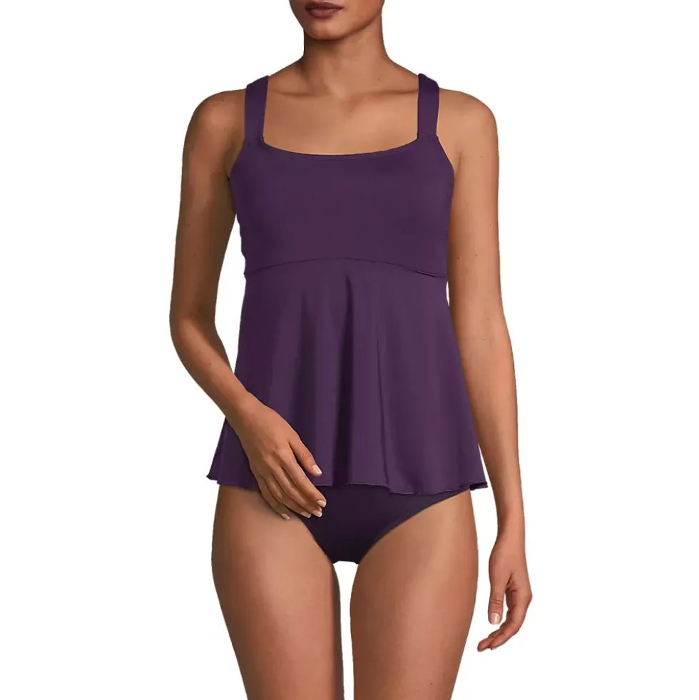Women's Adjustable Scoop Neck Flutter Tankini Top