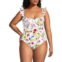 Women's Balconette Ruffle High Leg One Piece Swimsuit