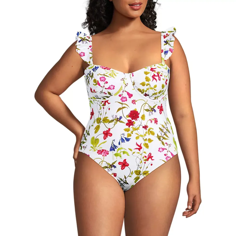 Women's Balconette Ruffle High Leg One Piece Swimsuit