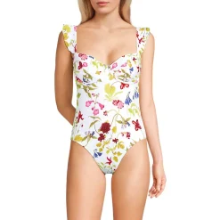 Women's Balconette Ruffle High Leg One Piece Swimsuit