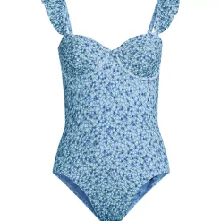 Women's Balconette Ruffle High Leg One Piece Swimsuit