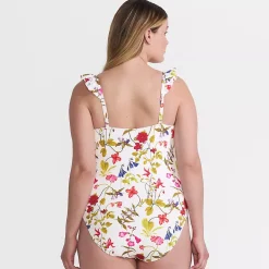Women's Balconette Ruffle High Leg One Piece Swimsuit