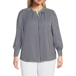 Women's Banded Collar Button Front Shirt