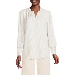 Women's Banded Collar Button Front Shirt