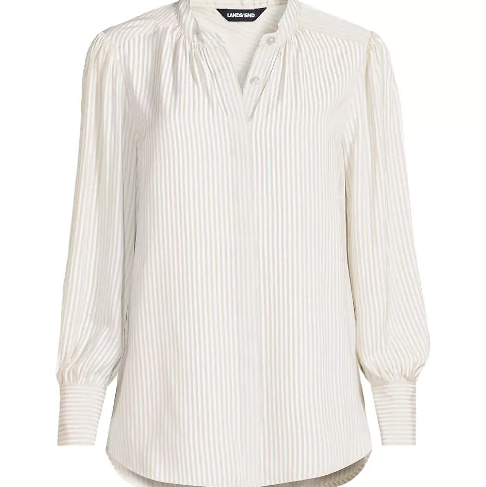 Women's Banded Collar Button Front Shirt