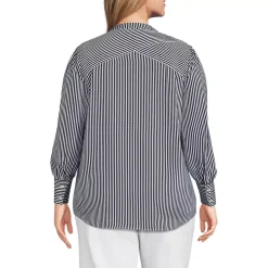 Women's Banded Collar Button Front Shirt