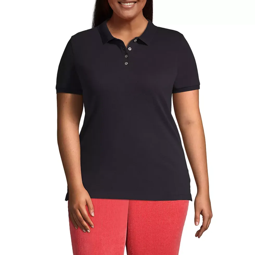 Women's Banded Short Sleeve Fem Fit Mesh Polo