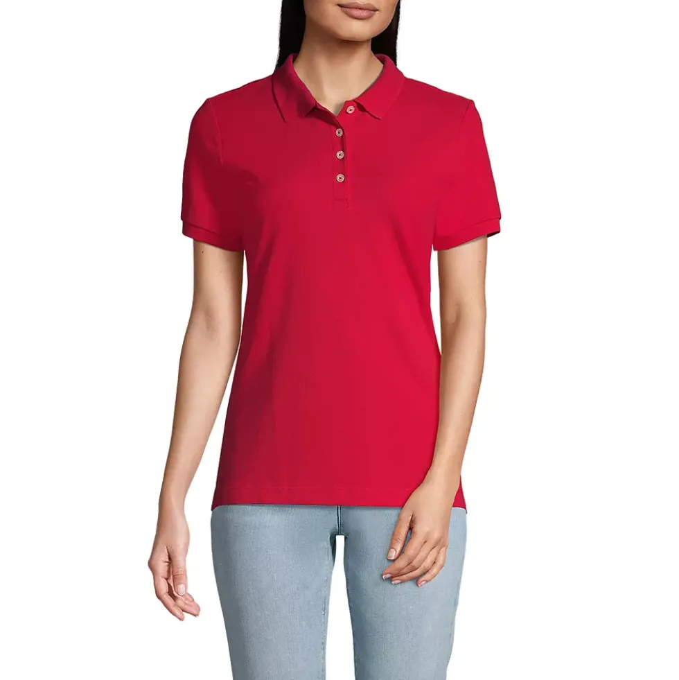 Women's Banded Short Sleeve Fem Fit Mesh Polo