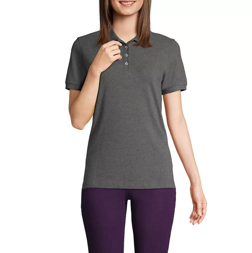 Women's Banded Short Sleeve Fem Fit Mesh Polo
