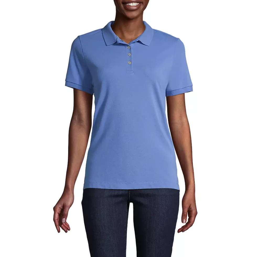 Women's Banded Short Sleeve Fem Fit Mesh Polo