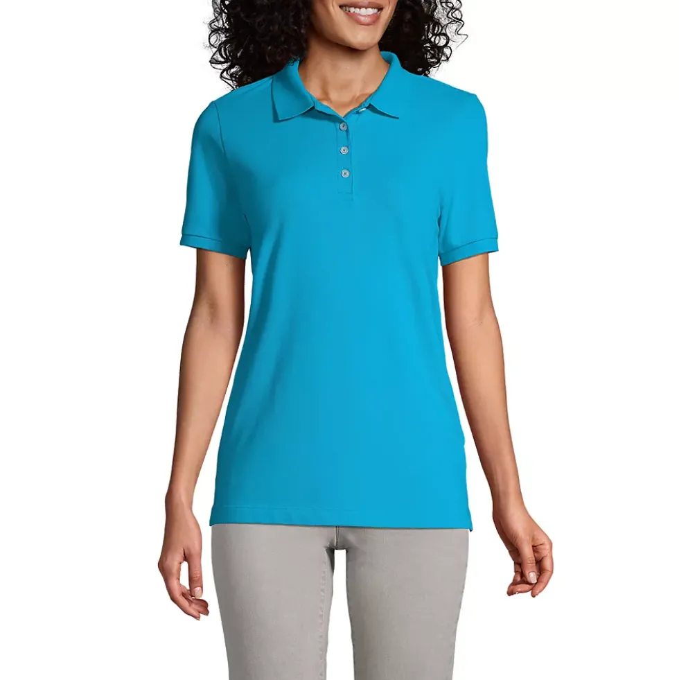 Women's Banded Short Sleeve Fem Fit Mesh Polo