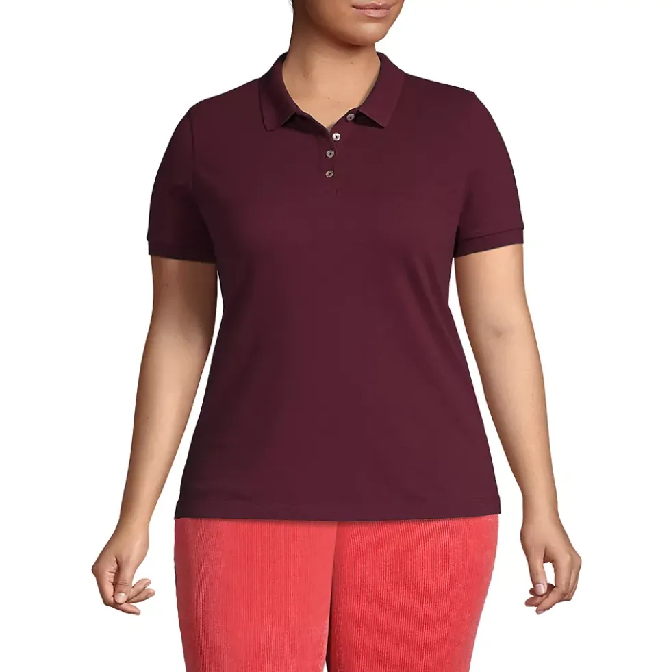 Women's Banded Short Sleeve Fem Fit Mesh Polo