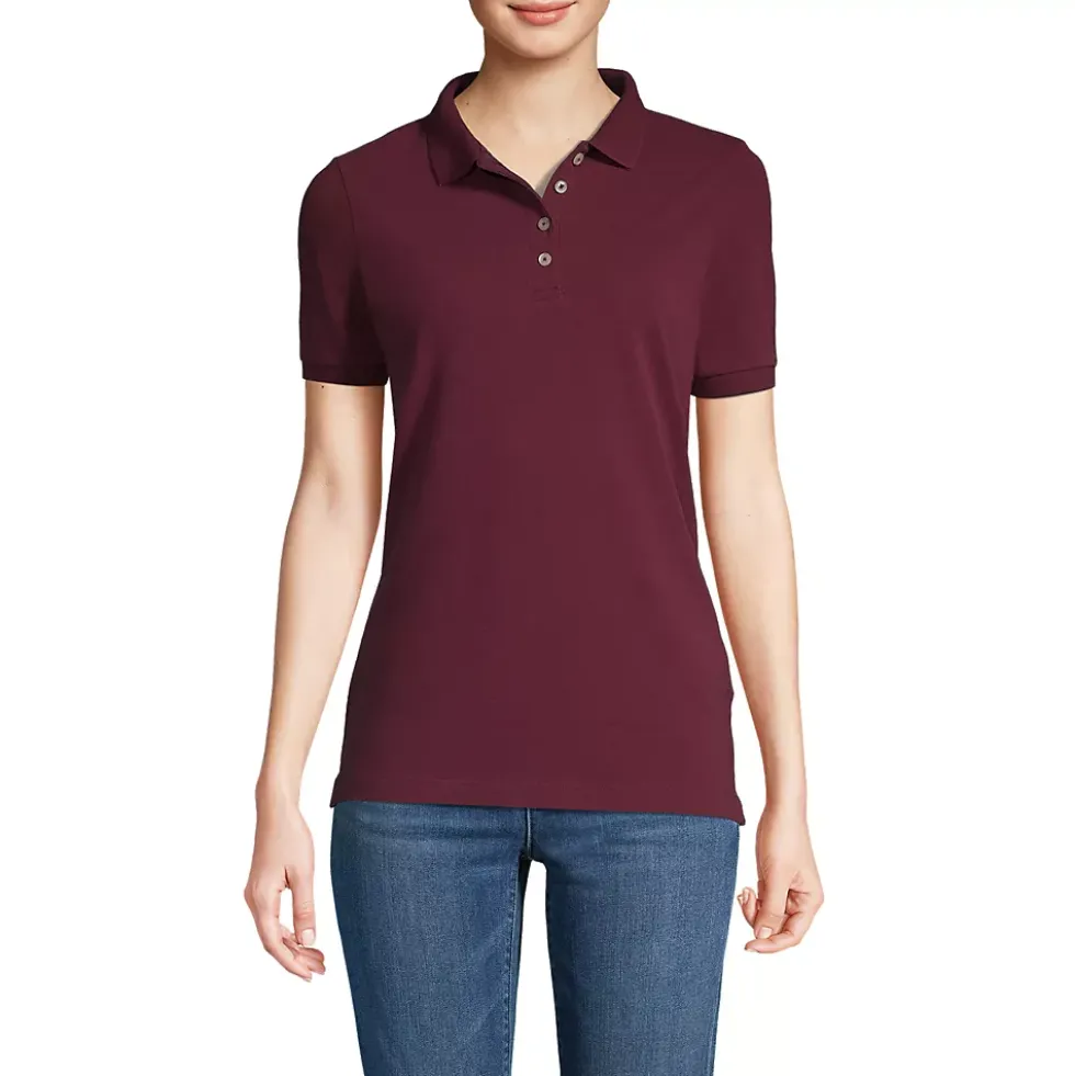 Women's Banded Short Sleeve Fem Fit Mesh Polo