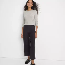 Women's Bi Stretch High Rise Pintuck Wide Leg Crop Pants