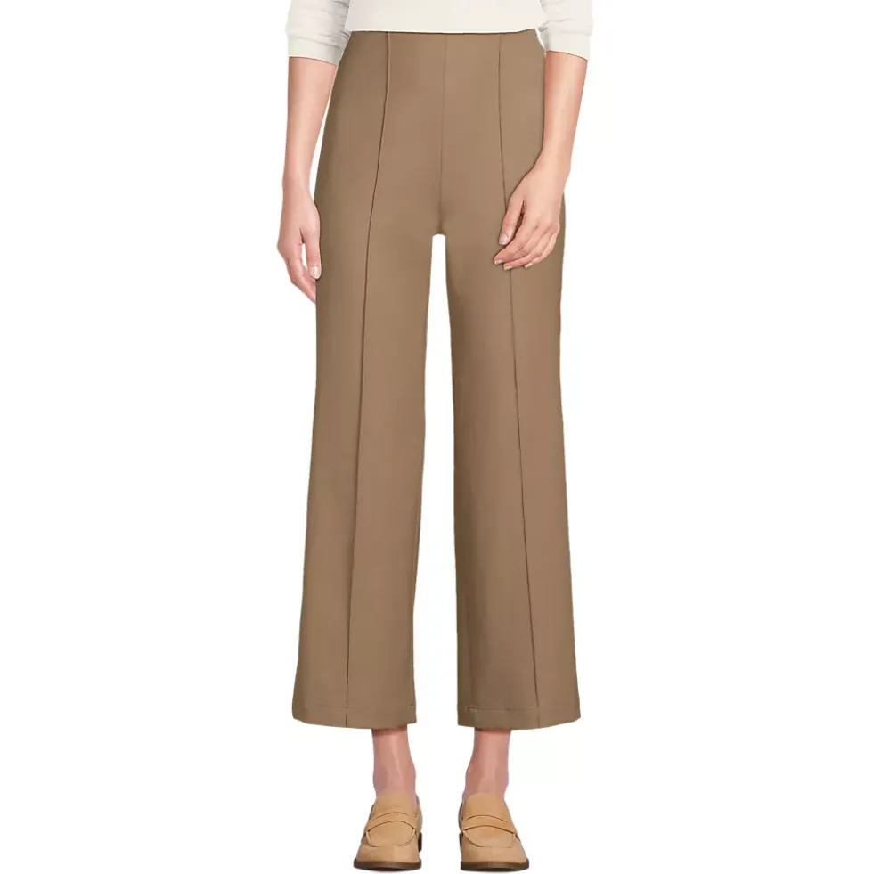 Women's Bi Stretch High Rise Pintuck Wide Leg Crop Pants
