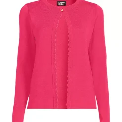 Women's Blend Scallop Edge Fitted Cardigan Sweater - Set Top