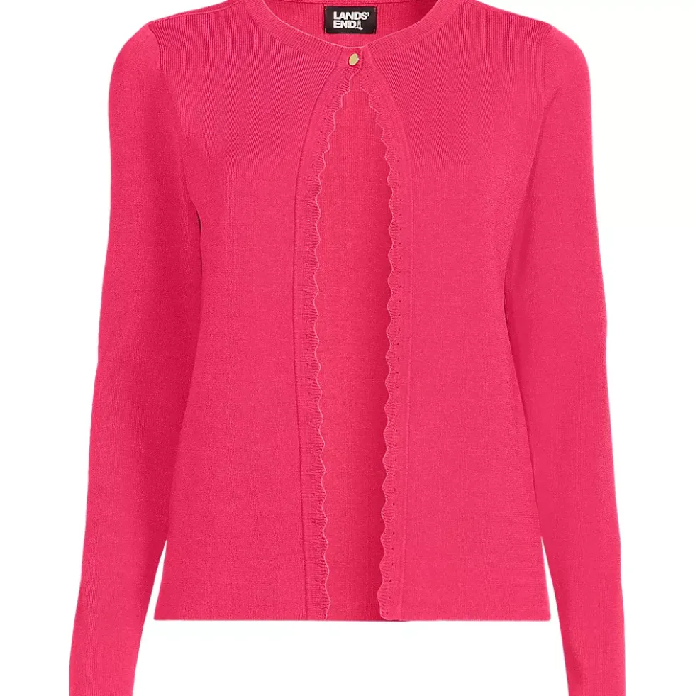 Women's Blend Scallop Edge Fitted Cardigan Sweater - Set Top