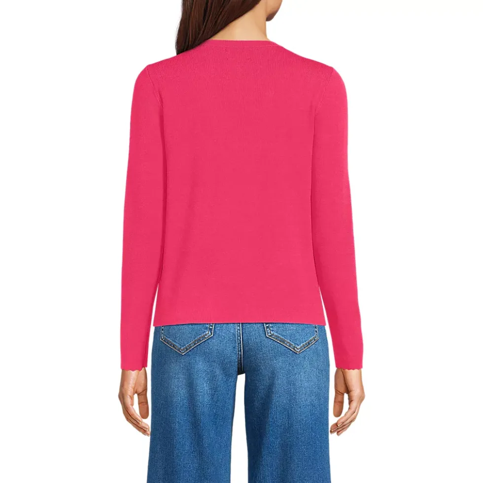 Women's Blend Scallop Edge Fitted Cardigan Sweater - Set Top