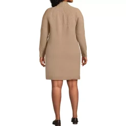 Women's Boucle Long Sleeve Raglan Mock Neck Sweater Dress