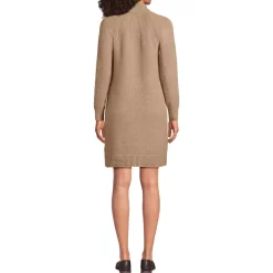 Women's Boucle Long Sleeve Raglan Mock Neck Sweater Dress