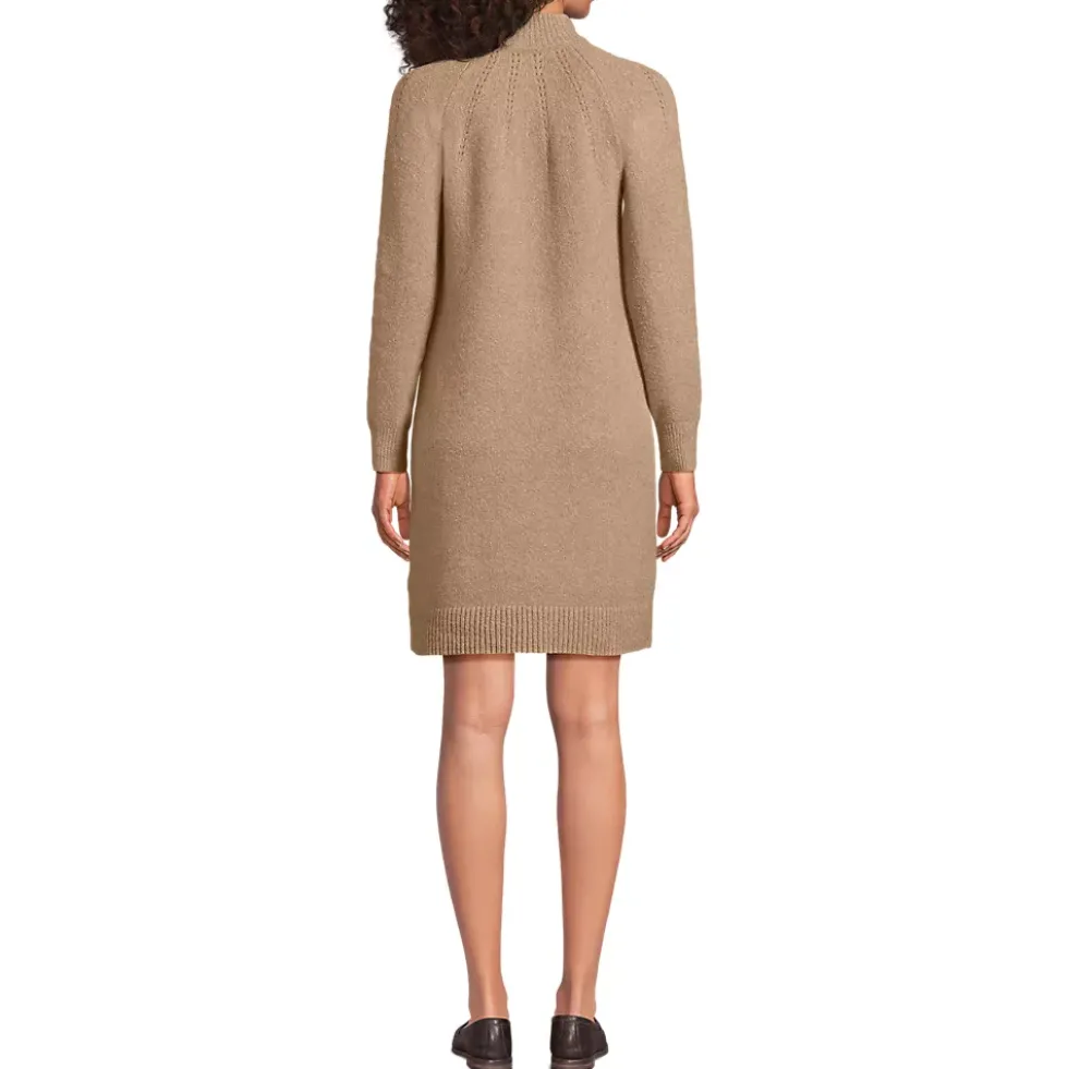 Women's Boucle Long Sleeve Raglan Mock Neck Sweater Dress