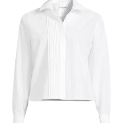 Women's Boxy Cropped No Iron Pintuck Shirt