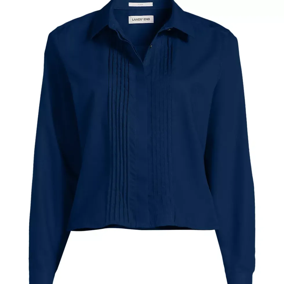 Women's Boxy Cropped No Iron Pintuck Shirt