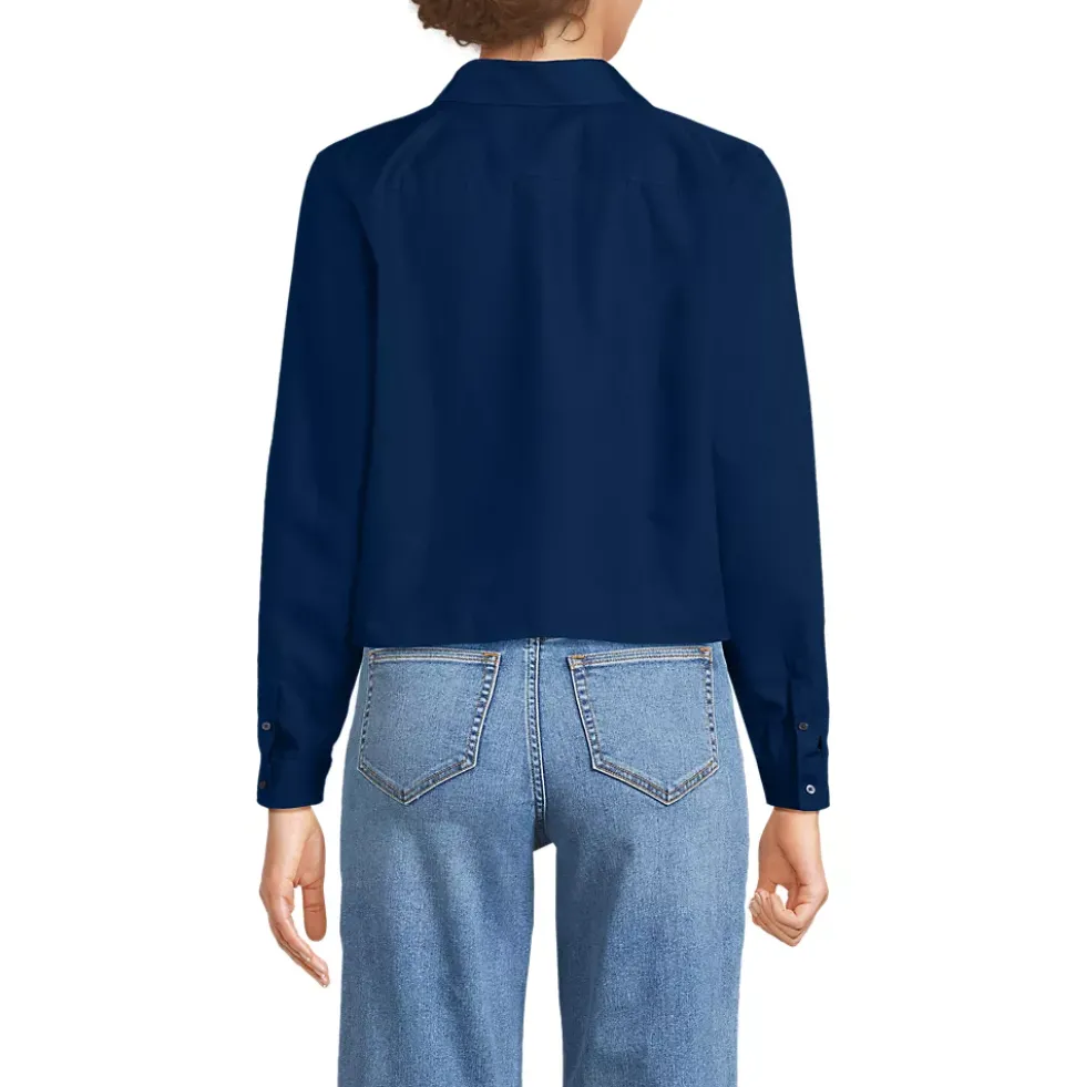 Women's Boxy Cropped No Iron Pintuck Shirt