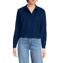 Women's Boxy Cropped No Iron Pintuck Shirt