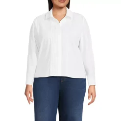 Women's Boxy Cropped No Iron Pintuck Shirt